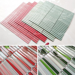 Simple Dark Green Long Strip Chopstick Tiles Glass Mosaic Tiles Bathroom Kitchen Bar Counter Restaurant Background Wall