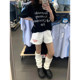 White polka dot embroidered sports shorts for women in summer thin casual loose small high waist design wide-leg pants