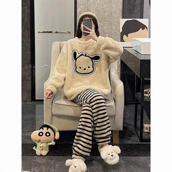 
2023 new thickened winter coral velvet pajamas autumn and winter flannel can be worn outside Internet celebrity style home clothes set