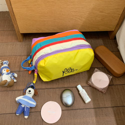 Dopamine Color-Blocking Cosmetic Bag with Three Compartments, New Portable Skincare and Toiletries Storage Korean-Style Clutch Bag