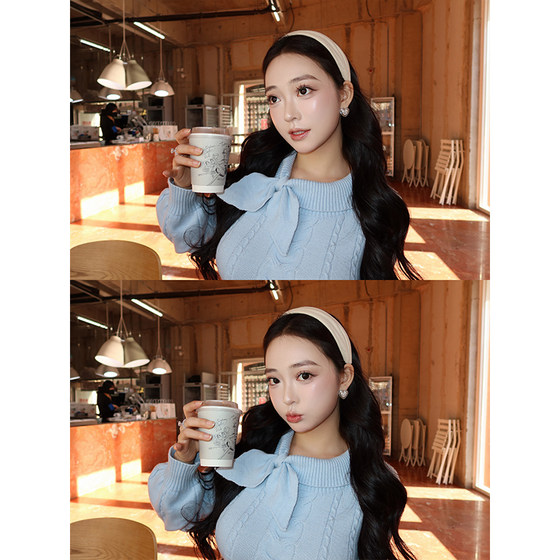 
Meaty little cherry girl's thoughts Japanese ancient rabbit ear collar slightly fat waist slimming vintage sweater