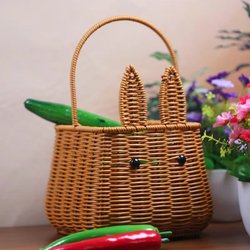 Vietnamese Woven Baskets with Colorful Imitation Rattan Plastic for Picnics, Picking, and Carrying Eggs, Fruits, and as Gifts