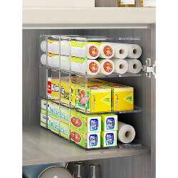 Fresh-keeping bag layered storage artifacts in the cabinet plastic wrap shelf kitchen overall cabinet drawer-type seasoning device