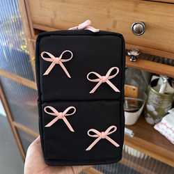 Internet Celebrity Nz Same Style Makeup Bag Korea ins Cute Bow Makeup Brush Storage Bag Large Capacity Skincare Bag