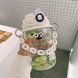 Water Bottle for Girls, Summer High-Value Design, High-Temperature Resistant Plastic Jug, New 2026 Model, Portable Double-Drink Cup with Straw for Students