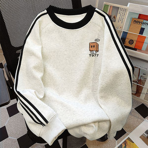 美式三条杠卫衣男士冬季2025新款宽松青少年加绒加厚情侣上衣外套