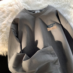 Heavy Weight American Retro Pure Cotton Long-Sleeved T-Shirt for Men, Spring & Fall ins Trendy Brand Loose and Versatile Oversize Trendy Top