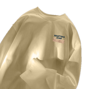 Heavy American retro cotton long-sleeved T-shirt men's spring and autumn ins trendy brand loose and versatile oversize trendy top