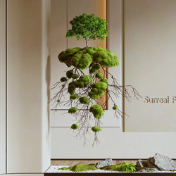 Hanging Suspended Artificial Tree for Entrance Decoration, Indoor Landscape Ceiling Hanging Props, Fake Bionic Plant Space Ornaments
