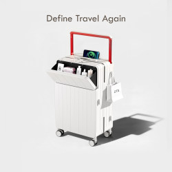 Dta Wide Handle Suitcase for Women, Multifunctional Front Opening 2025 New Model 20inch Carry-On Luggage with Combination Lock Travel Case