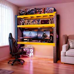 Carbon Steel Gaming Desk with Adjustable Height, Pegboard Desktop, New Style Computer Desk, Home Study Desk, Gaming Room Desk