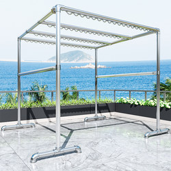Galvanized Steel Pipe Clothes Drying Rack, Floor-Standing Balcony Clothes Rack, Outdoor Windproof and Rust-Proof Quilt Drying Rack, Large Outdoor Clothes Drying Rack