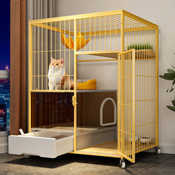 Cat Cage with Integrated Toilet and Litter Box, Cat Villa, Home Cat House with One Bedroom, One Living Room, One Bathroom, Indoor Cat Cage