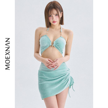 
New swimsuit, female sexy skirt, bikini three-piece set, vacation, slimming, small breasts, belly-covering, hot spring swimsuit