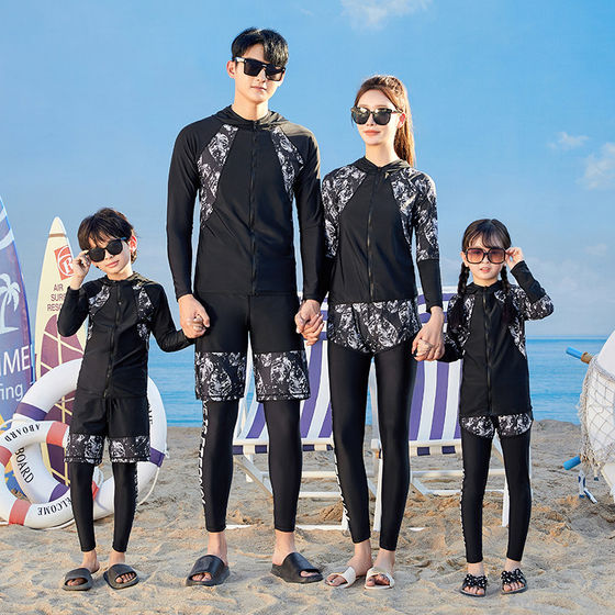 
Parent-child swimsuit sun protection quick-drying split long sleeves trousers children's warm couple's diving suit breathable medium and large children's swimsuit