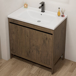 Floor-Standing Washbasin Cabinet Set, Space Aluminum Bathroom Cabinet, Household Ceramic Integrated Washbasin