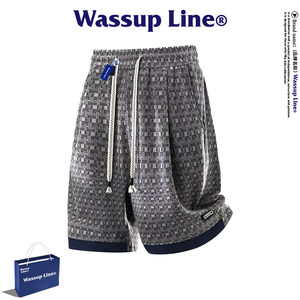 
WASSUP Line trendy brand handsome five-point pants men's summer American tie-dye men's large size loose beach shorts