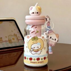 Girls' High-Looking Summer Water Cups, Plastic Food-Grade Children's Cute Straw Cups, Girls' High-Looking Student Cups