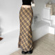 WEIRD PUSS American College Retro Plaid Print Versatile High Waist Skirt Women's Slim Mesh Long Skirt