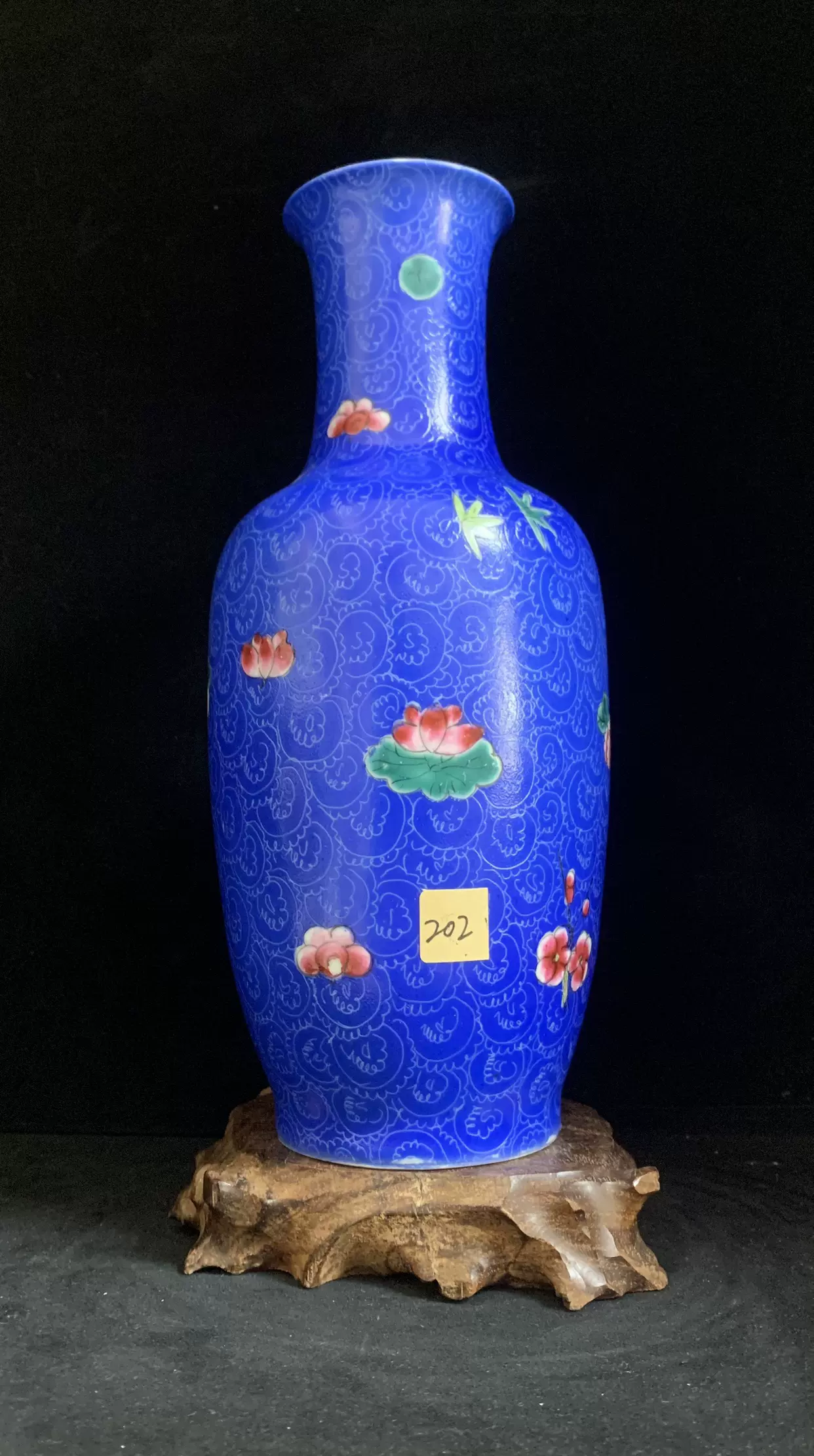 中国古玩　耳付花瓶　17cm9cm 中国古玩 染付 双耳 大花瓶 高約43.2cm 清朝 時代物 中国美術