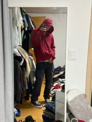 Stainless Cortis Martin Style Washed Printed Zip-Up Hoodie with Red Stripes Casual Streetwear Sweatshirt