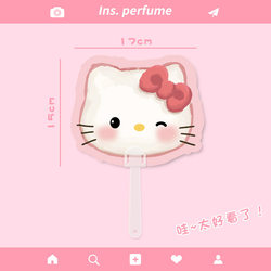 Kt Portable Irregular-Shaped Hand Fan for Students, Summer Cartoon Long-Handled Fan, Plastic Mini Cute Durable Large Round Fan