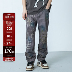 New Factor Xinyinsu Trendy Retro Washed Old Embroidered Bootcut Jeans For Men And Women Casual Loose Trousers