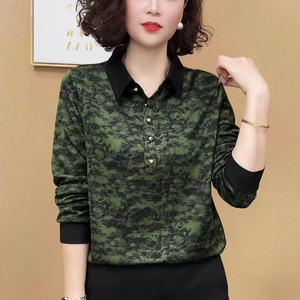 
Age-reducing mother's clothing spring and autumn new long-sleeved sweatshirts for middle-aged women's fashionable and slim casual large size T-shirts