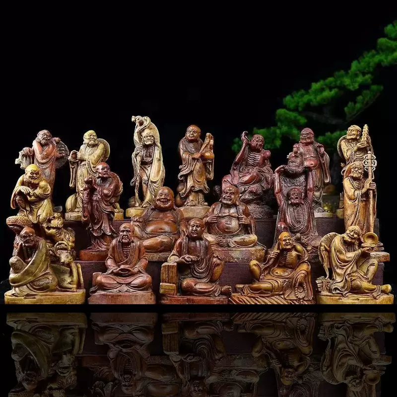 中国 玉石寿山石彫刻 達磨像 人物像 置物 C R5457 - 美術品