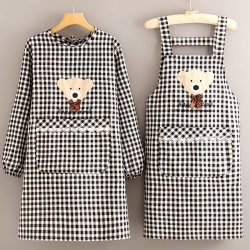 2023 New Japanese-Style Apron, Pure Cotton Long-Sleeved Smock for Women, Home Kitchen Cooking, Anti-Stain, High-Value Apron