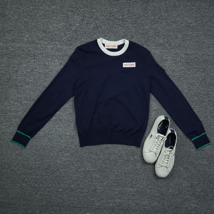 
4008 Fish show! Heavy embroidery super comfortable close-fitting sweater classic color round neck thin sweater