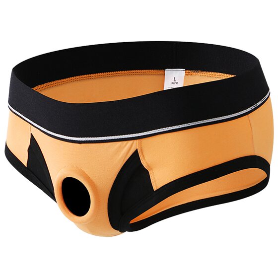 
Separable sexy underwear for trendy men with adult erotic briefs anti-friction silicone locking ring JJ cover upwards