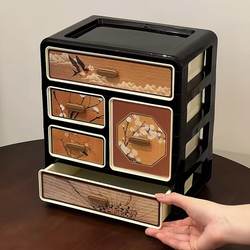 Medieval-Style Desktop Storage Box for Home Bedroom Dressing Table Drawer-Type Cosmetics and Skin Care Product Compartmentalized Storage Shelf