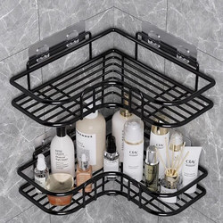 No-Drill Kitchen Bathroom Storage Rack Toilet Washroom Corner Shelf Wall-Mounted Storage Rack
