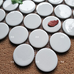 Retro Kiln Turns Blue Round Bright Mosaic Simple White Bathroom Kitchen Restaurant Bar Background Wall Tiles