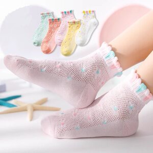 
Children's socks in summer thin mesh breathable girls sweat-absorbing medium tube cute cartoon socks student children's socks