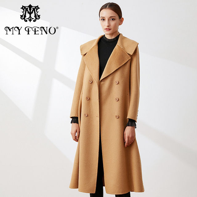 Ma Tiannu women's clothing autumn and winter new style commuter over knee double-breasted double-sided wool coat cloak jacket fashionable and versatile