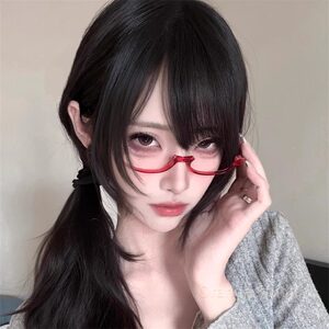 
Japanese half-frame glasses women's decorative frame without lenses Royal sister pure desire Internet celebrity photo accessories secretary glasses frame