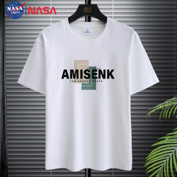 Nasa Original Xinjiang Cotton White Short-Sleeved T-Shirt for Men, Summer Pure Cotton Loose Half-Sleeved Casual Top, Men's T-Shirt