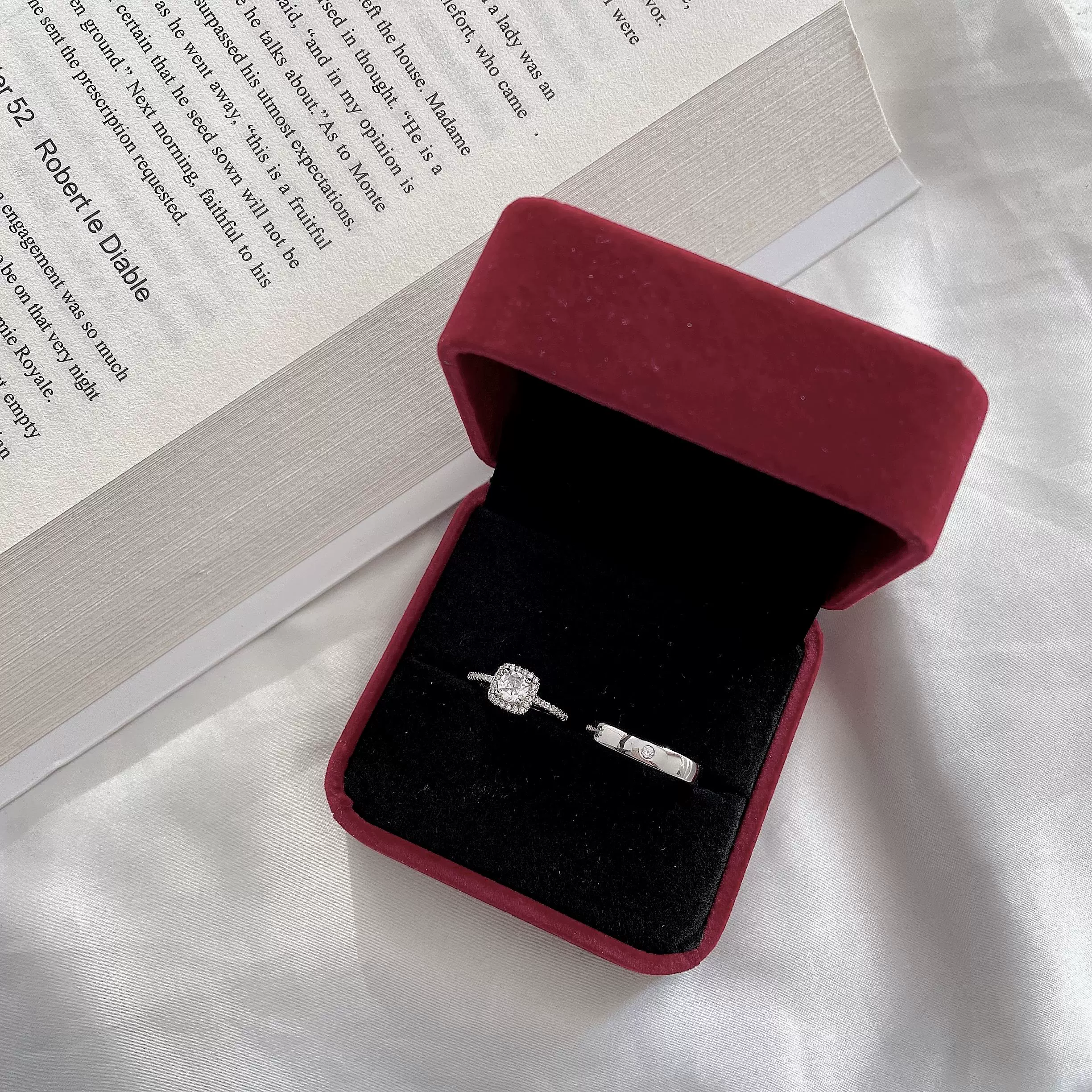 结婚仿真钻戒婚礼仪式假对戒假戒指50分方钻活口可调节结婚道具