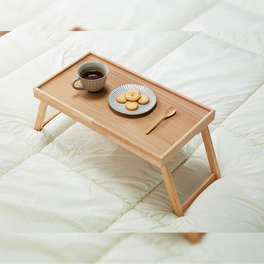 ニトリ イデリ 折りたたみベッドテーブル - 無垢材長方形