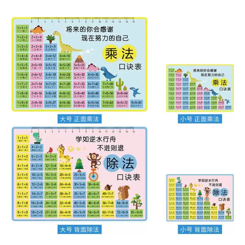 乘法口诀背诵神器乘除法卡片数学口诀表地图英文卡全套九九