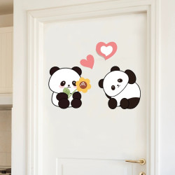 Cartoon Cute Panda Door Sticker Wall Sticker Wall Covering Holes Self-adhesive Wardrobe Bedroom Room Door Covering Holes Stickers