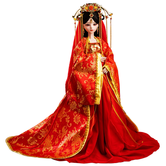 Baby Love 60cm doll costume Chinese style bride wedding court palace dressing girl toys to get bed wedding gift
