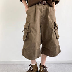 Japanese retro unisex overalls cropped pants