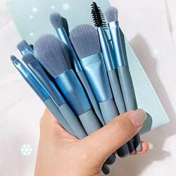High-Quality Makeup Brush Set of 8 Pieces, Portable Concealer and Powder Brush Set, Soft-Bristled Beauty Tools, Makeup Bag
