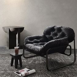 Lazy Leisure Mid-Century Style Black Light Luxury High-End Single Chair Single Sofa Designer Sofa Chair for Living Room