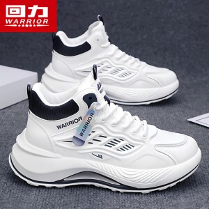 
Pull back high-top men's shoes for winter sports and leisure youth leather running non-slip basketball heightening white dad shoes