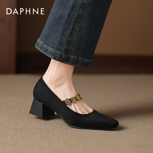
Daphne black pumps 2026 new early spring beautiful Mary Jane women's shoes suede French high heels