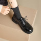 Daphne black leather shoes for women 2025 new summer Brock Oxford women's shoes lace-up versatile loafers